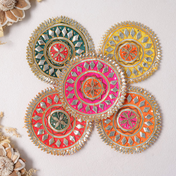 Pack of 10pcs Vibrant Handcrafted Gota Patti Applique Patches for Festive Wear & DIY Crafts