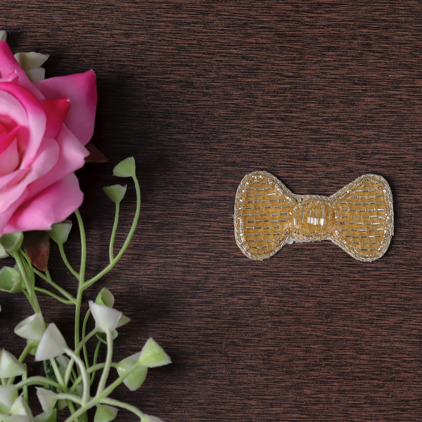 Pair OF Luxury Beaded Bow Applique | Elegant Embroidered Embellishment Patch