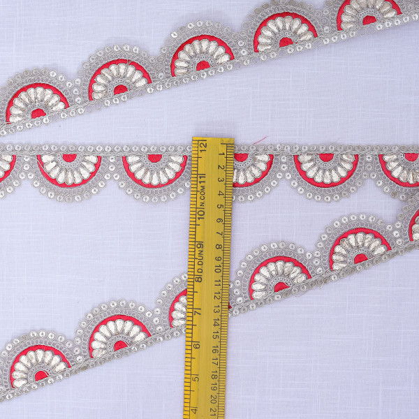 Elegant Scallop Gota Embroidery Border Lace Ribbon for Festive Crafts & Sarees