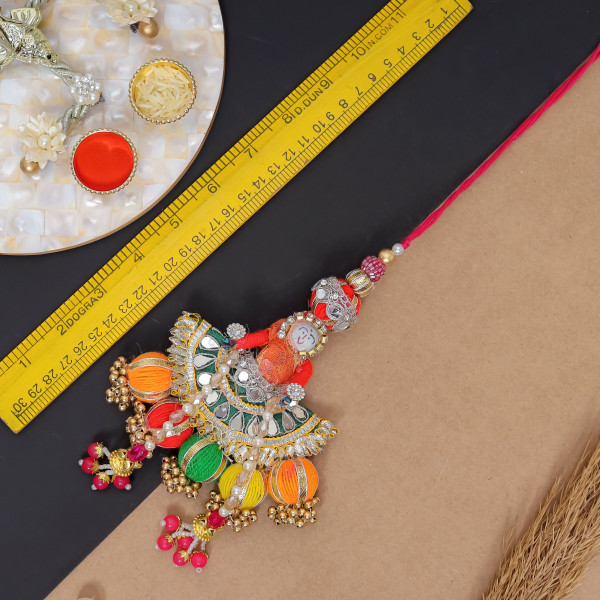 Gota Patti Multi-Color Puppet Lumba Rakhi Pair (Bhai & Bhabhi Set)