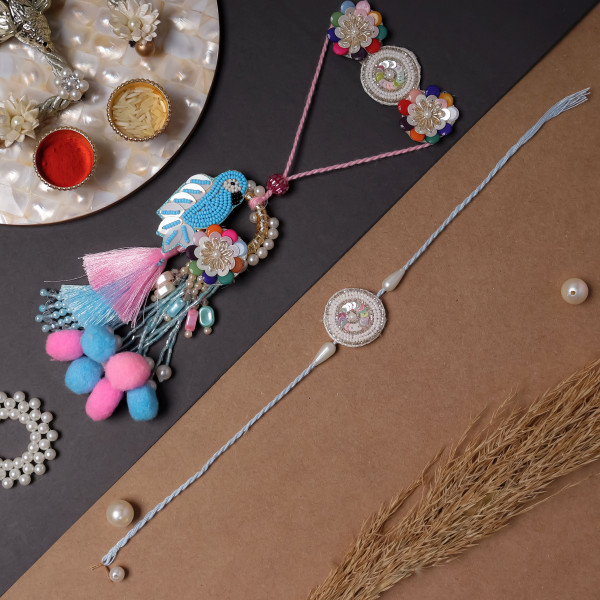 Handcrafted Bird Motif Bhaiya Bhabhi Rakhi Set