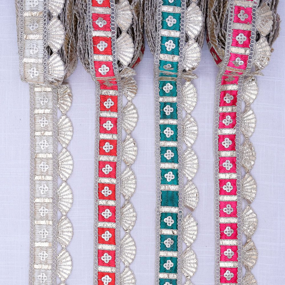 Image of Traditional Gota Embroidery Scalloped Lace Trim for Saree, Lehenga Borders and DIY Arts &amp; Crafts
