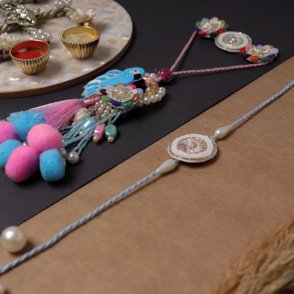 Handcrafted Bird Motif Bhaiya Bhabhi Rakhi Set