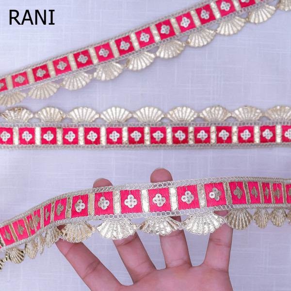 Traditional Gota Embroidery Scalloped Lace Trim for Saree, Lehenga Borders and DIY Arts & Crafts