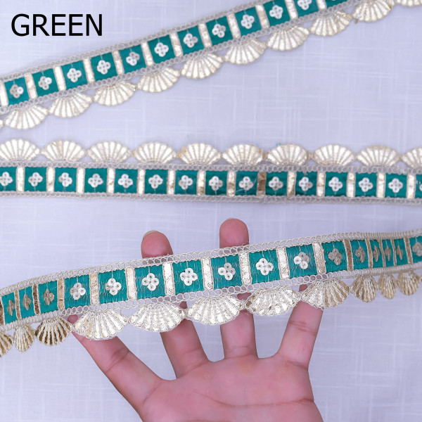 Traditional Gota Embroidery Scalloped Lace Trim for Saree, Lehenga Borders and DIY Arts & Crafts