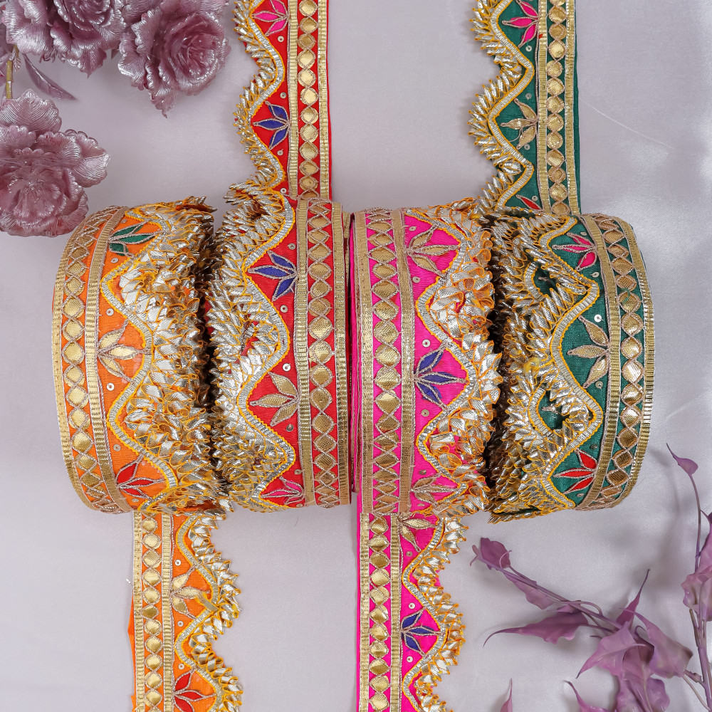 Image of Traditional Gota Patti Cut Work Lace | Designer Border for Saree &amp; Crafts