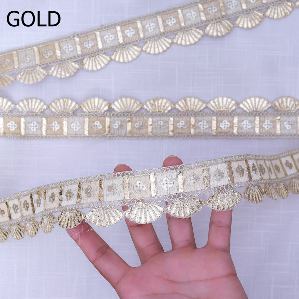 Traditional Gota Embroidery Scalloped Lace Trim for Saree, Lehenga Borders and DIY Arts & Crafts