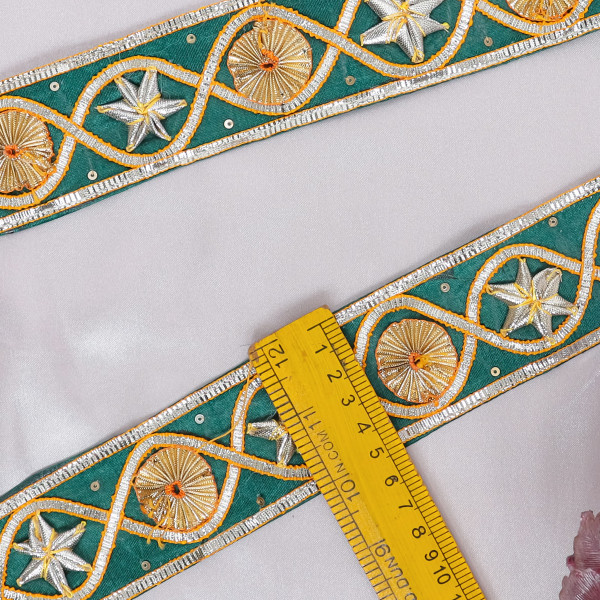Premium Floral Gota Patti Lace Trim Embroidery Border for Sarees, Dupattas, & DIY Crafts