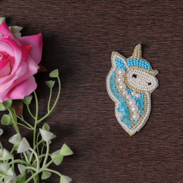 pair of Sparkly Beaded Seahorse Patch | Ocean Life Applique
