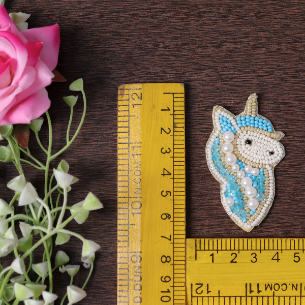 pair of Sparkly Beaded Seahorse Patch | Ocean Life Applique