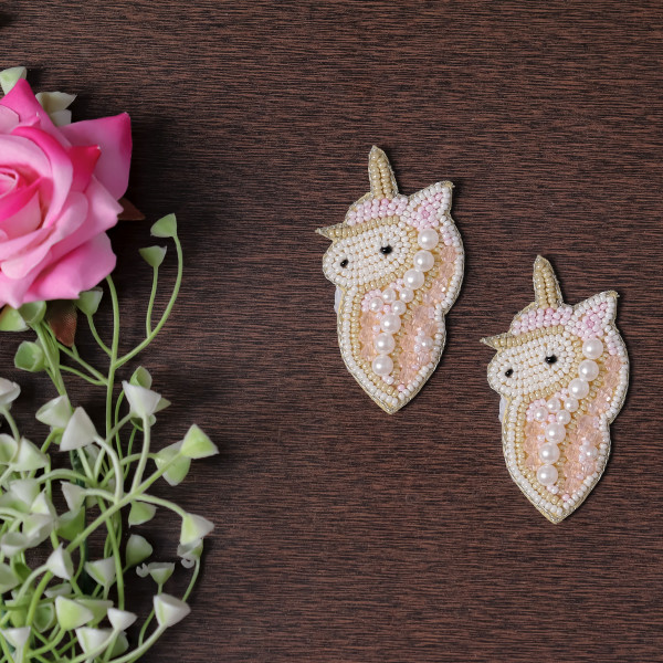 pair of Sparkly Beaded Seahorse Patch | Ocean Life Applique