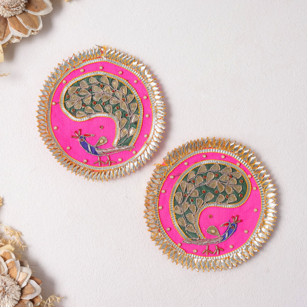 Pack of 10pcs Elegant Gota Patti Peacock Applique | Traditional Textured Dress Patch