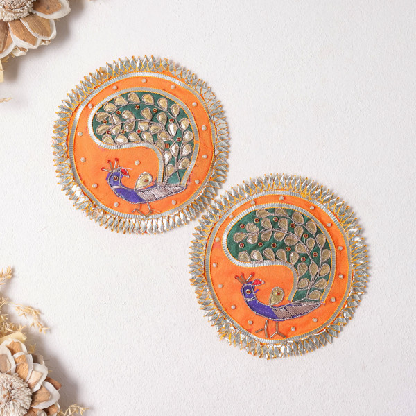 Pack of 10pcs Elegant Gota Patti Peacock Applique | Traditional Textured Dress Patch