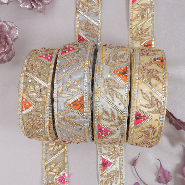 Vibrant Multi-Patch Gota Patti Ribbon Trim – Premium Ethnic Border for Sarees & Crafts