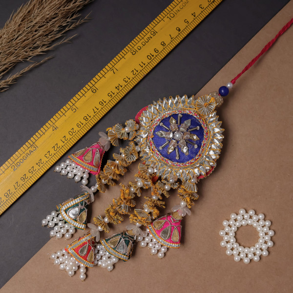 Royal Gota & Beads Embellished Bhaiya Bhabhi Rakhi Set (Pair)