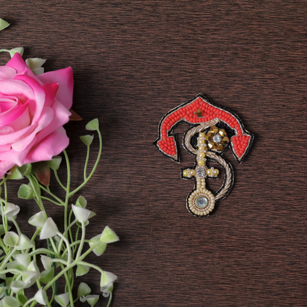 Pair OF Handcrafted Beaded Anchor Applique Patch – Nautical Sew-on Motif for DIY Crafts