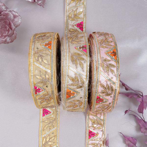 Vibrant Multi-Patch Gota Patti Ribbon Trim – Premium Ethnic Border for Sarees & Crafts
