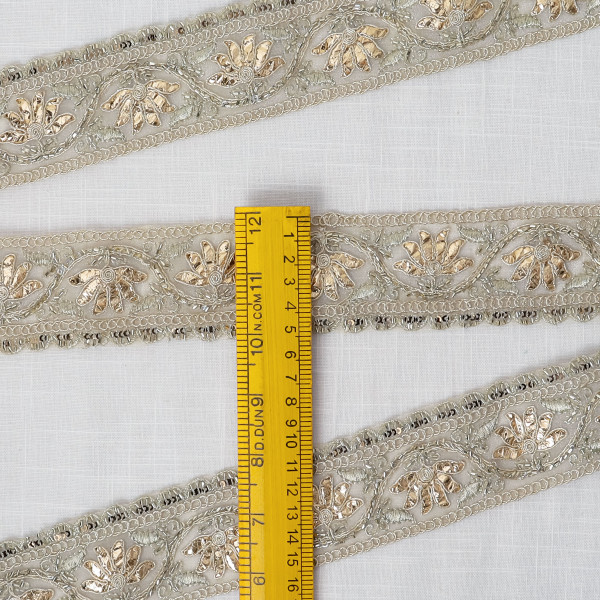 Luxury Tissue Gold Gota Embroidery Lace with Intricate Katdana Beadwork