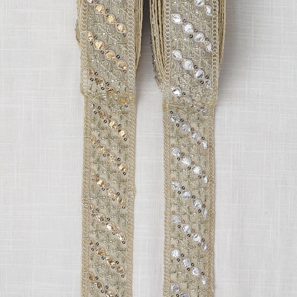 Image of Luxury Gota Embroidery &amp; Katdana Beads Lace Trim