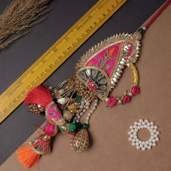 Royal Keri Motif Gota Patti Bhaiya Bhabhi Rakhi Set (Pair)