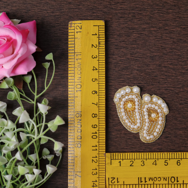 Pair Of Elegant Pearl & Beaded Foot Applique Patches