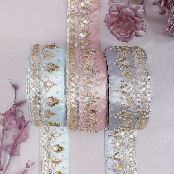 Premium Gota Patti & Bead Work Embroidery Lace – Luxury Indian Border Trim for Sarees