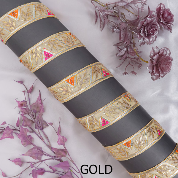 Vibrant Multi-Patch Gota Patti Ribbon Trim – Premium Ethnic Border for Sarees & Crafts