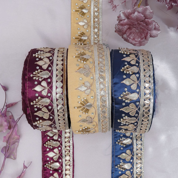 Premium Gota Patti & Bead Work Embroidery Lace – Luxury Indian Border Trim for Sarees