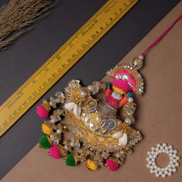 Handcrafted Bhai Bhabhi Puppet Rakhi Pair – Vibrant Multi-Color Gota Work