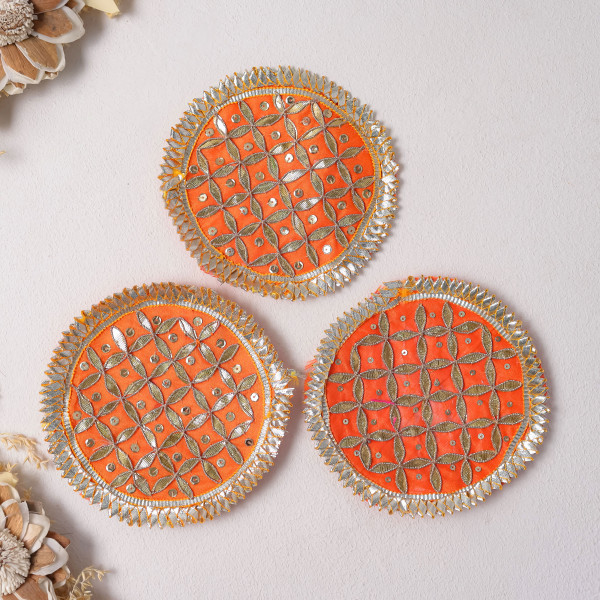 Pack Of 10Pcs Handcrafted Gota Jaal Embroidered Applique Motif Patch for Festive Wear & DIY Styling