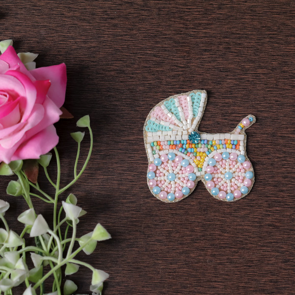 Pair OF Sweet Summer Treats: Beaded Ice Cream Cart Applique Patch