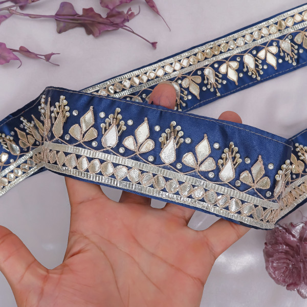 Premium Gota Patti & Bead Work Embroidery Lace – Luxury Indian Border Trim for Sarees