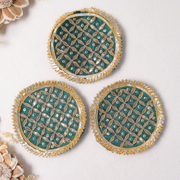 Pack Of 10Pcs Handcrafted Gota Jaal Embroidered Applique Motif Patch for Festive Wear & DIY Styling