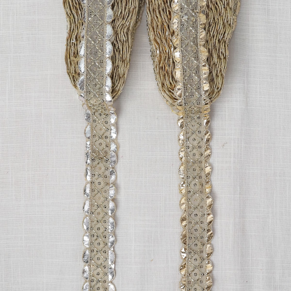 Luxury Gota Work Glass Bead Lace | Traditional Indian Embroidery Border for Bridal Wear & Crafts