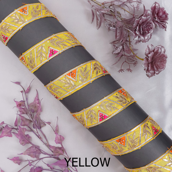 Vibrant Multi-Patch Gota Patti Ribbon Trim – Premium Ethnic Border for Sarees & Crafts