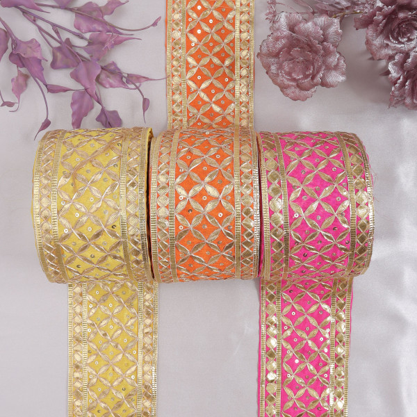 Ethnic Jaal Work Gota Lace Ribbon | Premium Bridal Embroidery Trim for Sarees, Suits, and DIY Outfits