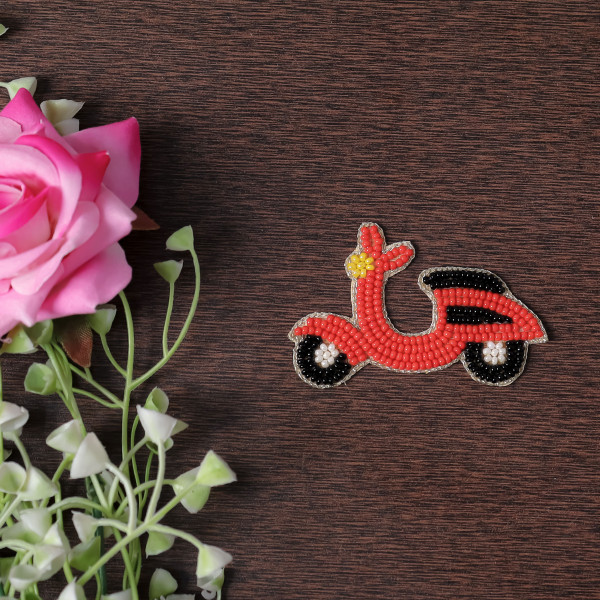 Pair Of Retro Beaded Scooter Patch – DIY Embroidered Applique