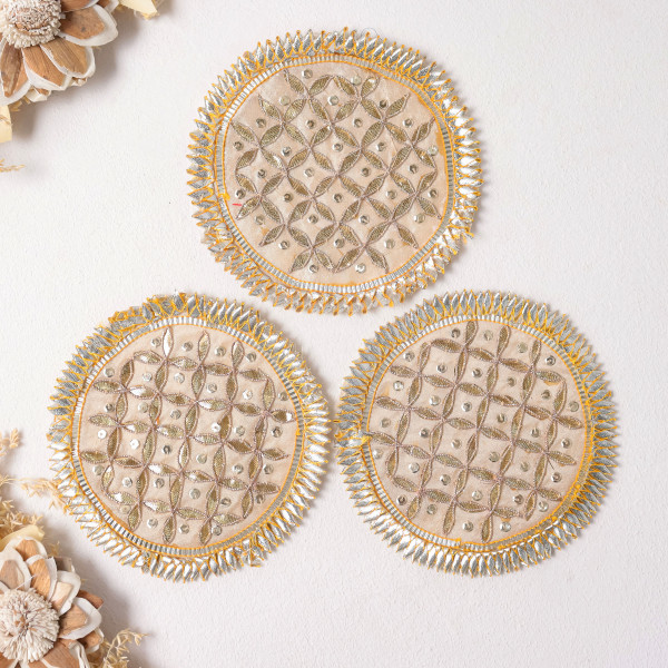 Pack Of 10Pcs Handcrafted Gota Jaal Embroidered Applique Motif Patch for Festive Wear & DIY Styling