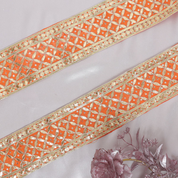 Ethnic Jaal Work Gota Lace Ribbon | Premium Bridal Embroidery Trim for Sarees, Suits, and DIY Outfits