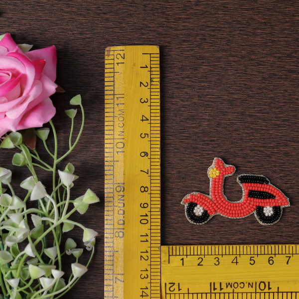 Pair Of Retro Beaded Scooter Patch – DIY Embroidered Applique