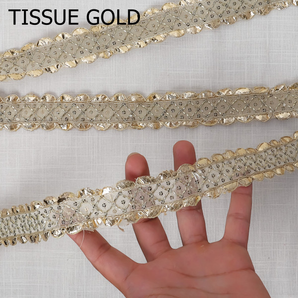 Luxury Gota Work Glass Bead Lace | Traditional Indian Embroidery Border for Bridal Wear & Crafts