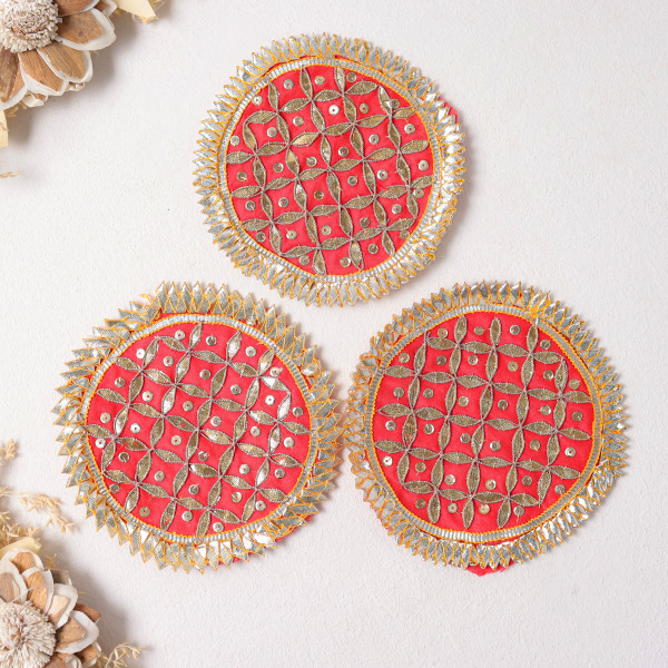 Pack Of 10Pcs Handcrafted Gota Jaal Embroidered Applique Motif Patch for Festive Wear & DIY Styling