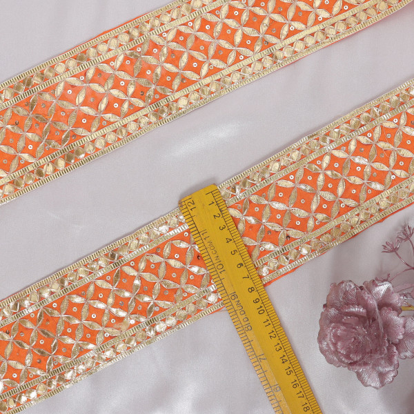 Ethnic Jaal Work Gota Lace Ribbon | Premium Bridal Embroidery Trim for Sarees, Suits, and DIY Outfits
