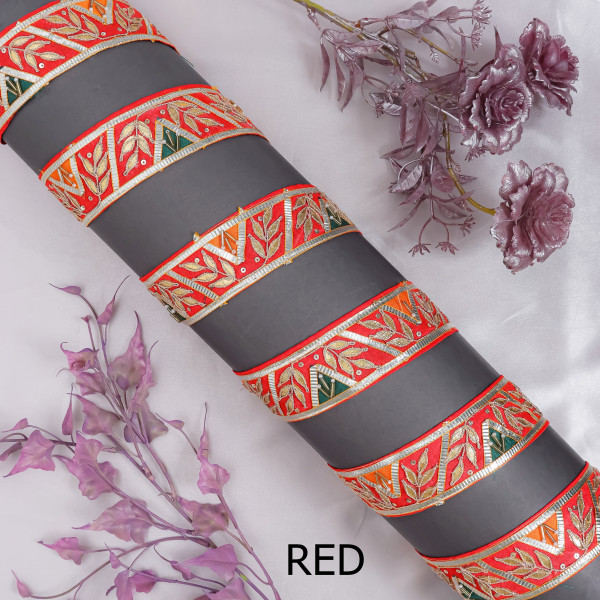 Vibrant Multi-Patch Gota Patti Ribbon Trim – Premium Ethnic Border for Sarees & Crafts