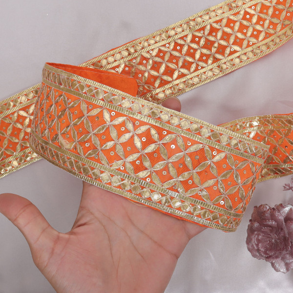 Ethnic Jaal Work Gota Lace Ribbon | Premium Bridal Embroidery Trim for Sarees, Suits, and DIY Outfits