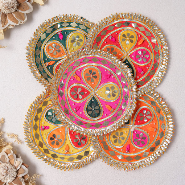 Pack of 10pcs Multicolor Gota Patti Applique Patch for Dresses & DIY Crafts