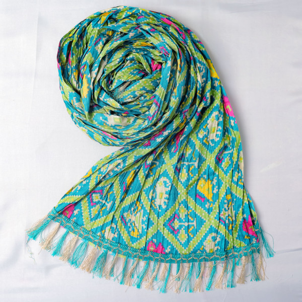 Patola Print Sea Green Chinnon Dupatta