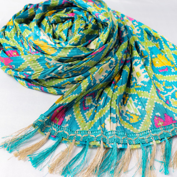 Patola Print Sea Green Chinnon Dupatta