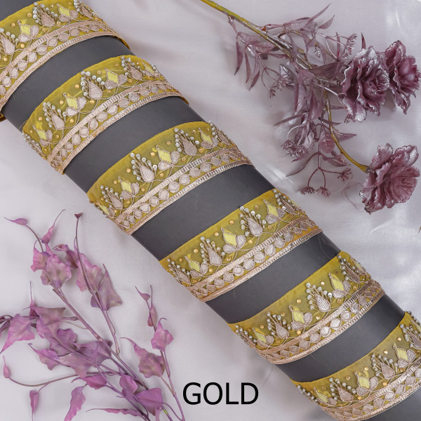 Premium Gota Patti & Bead Work Embroidery Lace – Luxury Indian Border Trim for Sarees
