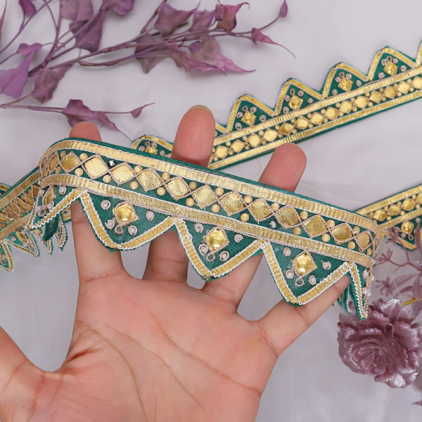Traditional Gota Patti Danka Work Lace Border | Elegant Cutwork Trim